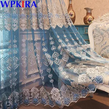 

Luxurious Tulle in Translucidus Window Curtain Embroidered Voile Sheer Curtains For Living Room Window Blinds Drape X-AD541#30