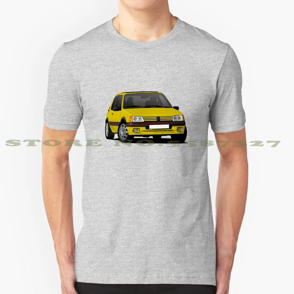 Желтый Peugeot 205 Gti поворотники иллюстрации графические под заказ Забавный горячая