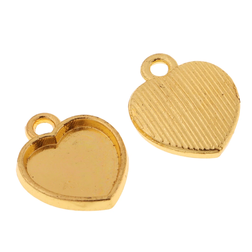 50pcs Necklace Bracelets Earrings Charms Blank Base Setting Heart Bezel Base