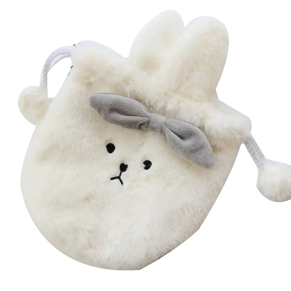 Белый Kawaii Portable Plush Rabbit Box Makeup Cosmetic Bag Drawstring Toiletry Case C55 - Цвет: Белый