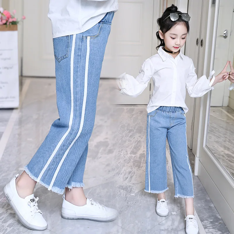 Girls Cowboy Loose Pants Western Style New Style Little Girl Spring And Autumn Big Boy Loose-Fit Pants Baby Children