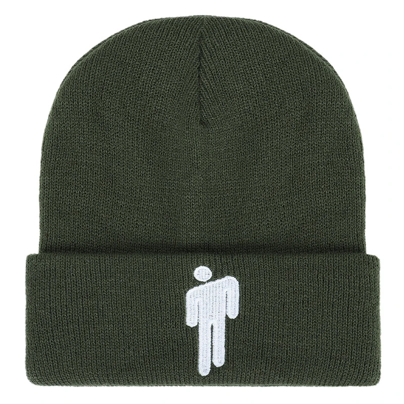 Вышивка Billie Eilish Beanie шляпа для женщин и мужчин вязаное, тёплое, зимнее шапки для мужчин и женщин Твердые хип-хоп повседневные с манжетами широкий берет-Боб - Цвет: Color 12