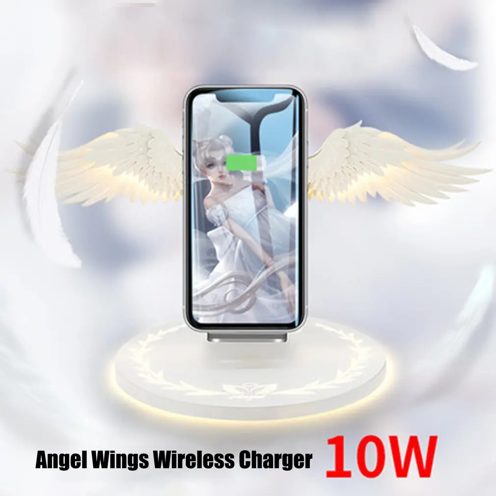10 Вт Беспроводная зарядная док-станция Angel Wings быстрое зарядное устройство для iPhone Xr Xs 8 Plus samsung S8 S9 S10 Note10+ huawei P30 mate 20 Pro Mi9