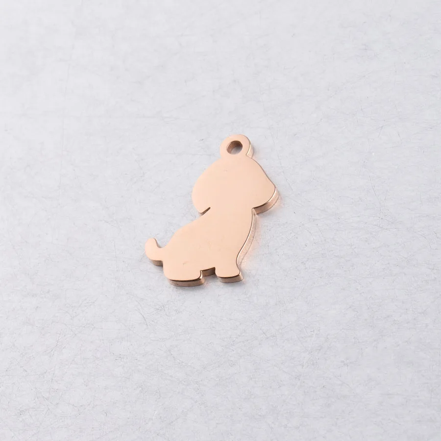 rose gold color Fnixtar, нержавеющая сталь, зеркальная полировка, милая собака, подвеска, маленький щенок, животное, сделай сам, ювелирное изделие, 12*21 мм, 20 шт./лот - Окраска металла: rose gold color