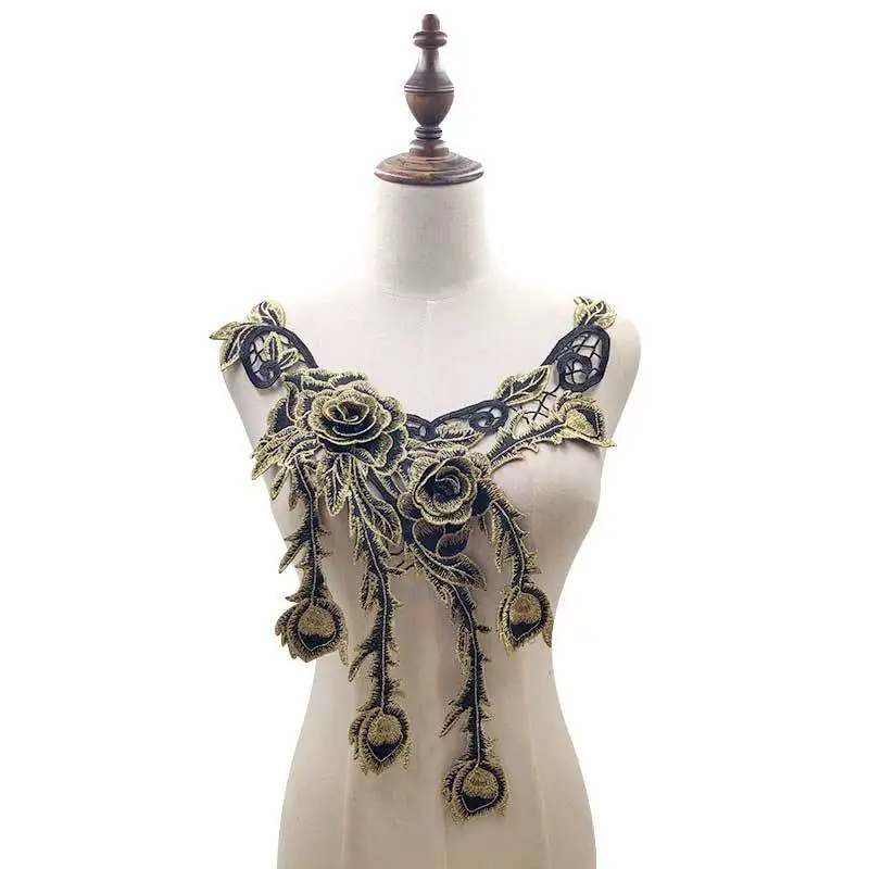 African lace fabric Water-soluble lace corsage embroidery collar flower three-dimensional hollow color collar DIY lace accessories