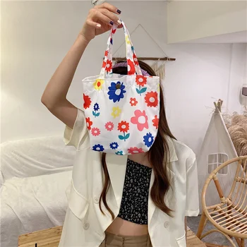 

Corduroy Mini Totes Bag Cute Daisy Printing Handbag