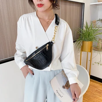 

Fashion Fanny Retro Alligator Durable PU Chest Bag Women Zipper Crossbody Belt Pouch Purse Solid Color Crossbody Pack Small