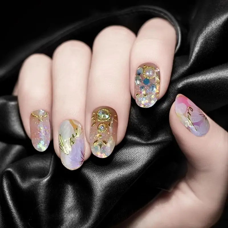 48 цветов, украшения для ногтей, красивые ювелирные изделия, стеклянная бутылка для наполнения слизи, аксессуары для ногтей, яркие блестки, шестиугольник