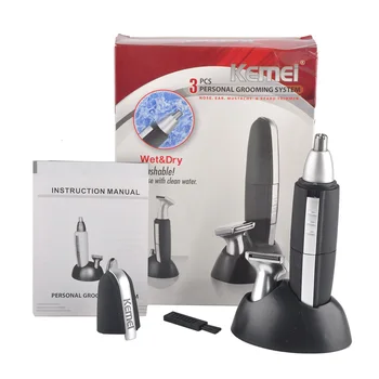 

Kemei KM-600 Battery Operated 2 In 1 Electric Shaving Nose & Ear Hair Trimmer Washable Beard Hair Shaver Face Care Device