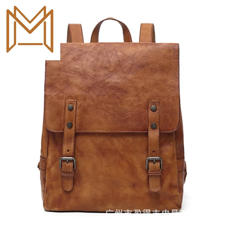 

2019 Leather Bag Backpack Backpack Cowhide Man School Season Travel Both Shoulders Package