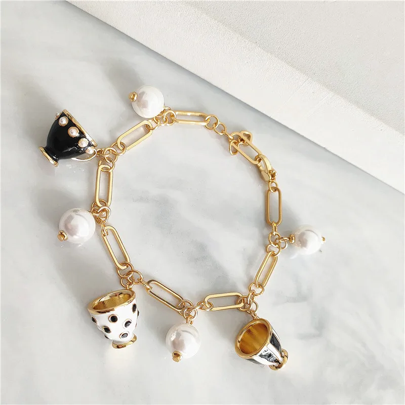 Europe and the United States jewelry wholesale simple glazed teacup set pearls more than falling bracelets bracelet 1