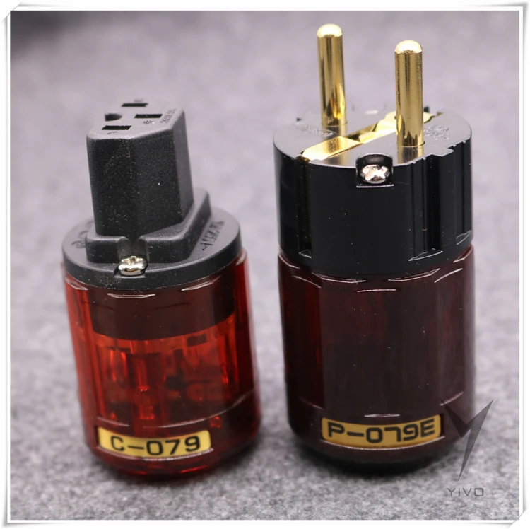 2 шт./лот XSSH P-079E C-079 медная позолоченная вилка электропитания США 24k позолоченная Версия ЕС разъем питания