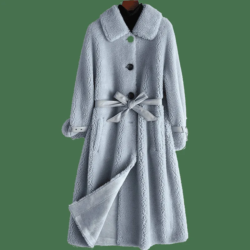 

Real Fur Coat 100% Wool Jacket Autumn Winter Coat Women Clothes 2020 Korean Vintage Sheep Shearling Suede Lining Women Tops 3041
