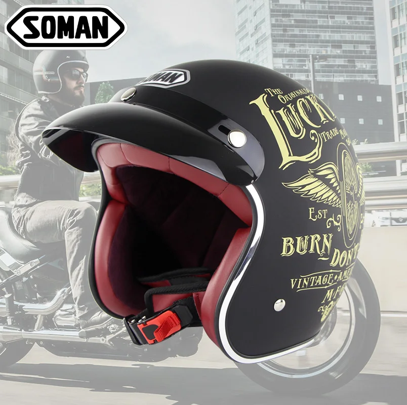 SOMAN шлем с открытым лицом Ретро мотоциклетный шлем Chopper винтажный шлем мото шлем мотоциклетный скутер шлем точка SM512 SOMAN шлем с открытым лицом Ретро мотоциклетный шлем Chopper винтажный шлем мото шлем мотоциклетный скутер шлем точка SM512