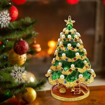 

Newly Christmas Tree Ornament Box Jewelry Box Storage Case Enamel Craft Decoration TE889