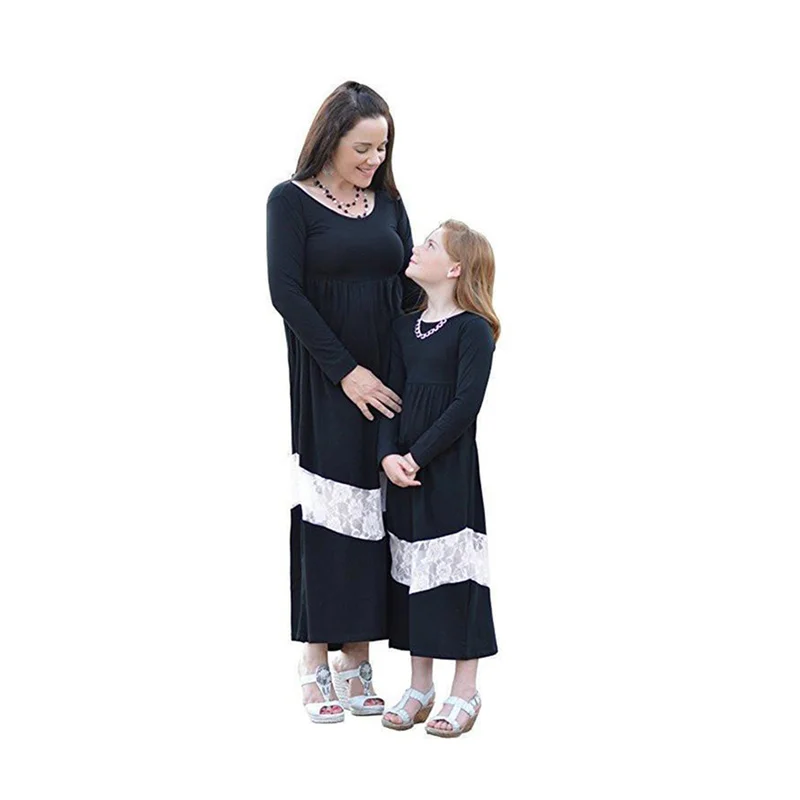 

Mommy and Me Family Matching Mother Daughter Dresses Clothes Lace Mum Big Sister Baby Girl Dress Mom Dress Kids Child Outfits