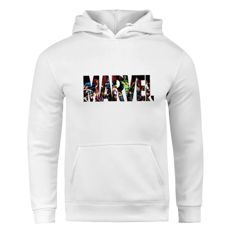 Модные толстовки с капюшоном, теплые флисовые топы с принтом MARVEL, верхняя одежда на весну-осень, зимняя майка с карманами, спортивная одежда