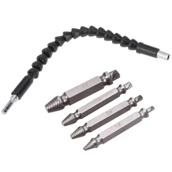 

5pcs Damaged Screw Extractor Drill Bit Guide Set Easy Speed Out Bolt Stud Stripped Broken Screw Remover Tool WIth Flexible Shaft