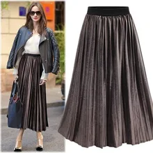 Горячая замша килт размера плюс миди Женская юбка Европа и американский стиль свободные эластичные Высокая талия Дамы Jupe элегантный Saia V227