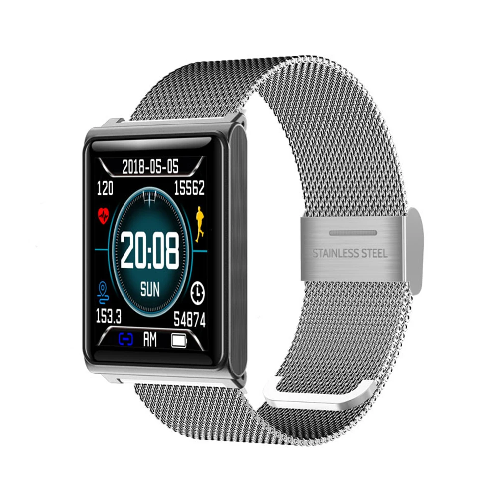 silver-steel N98 водонепроницаемый смарт-браслет часы Bluetooth Браслет Шагомер сна монитор сердечного ритма кровяное давление фитнес-трекер - Цвет: silver-steel