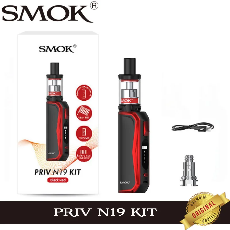 Original SMOK Priv N19 Kit 1200mah Battery M/S/N/H 5-30W 2ML Nord 19 Tank Mesh 0.6ohm 0.8ohm Coil Electronic Cigarette Vape | Электроника