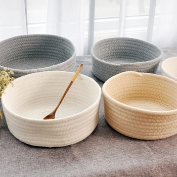 

Laundry Organizer Hand-Woven Basket Bedside Tabletop Snacks Sundries Basket Storage Basket Key Cosmetics Storage Basket Dropship