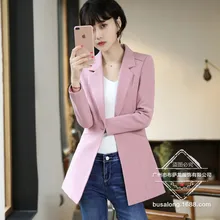 2020 new casual high quality ladies blazer Fashion solid color mid-length jacket Office small suit feminine Interview clothing