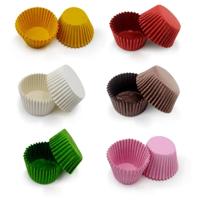 100Pcs Candy Color Cupcake Paper Liners Muffin Cases Cup Cake Topper Baking Tray Kitchen Accessories Pastry Decoration Tools disposable cupcake cups