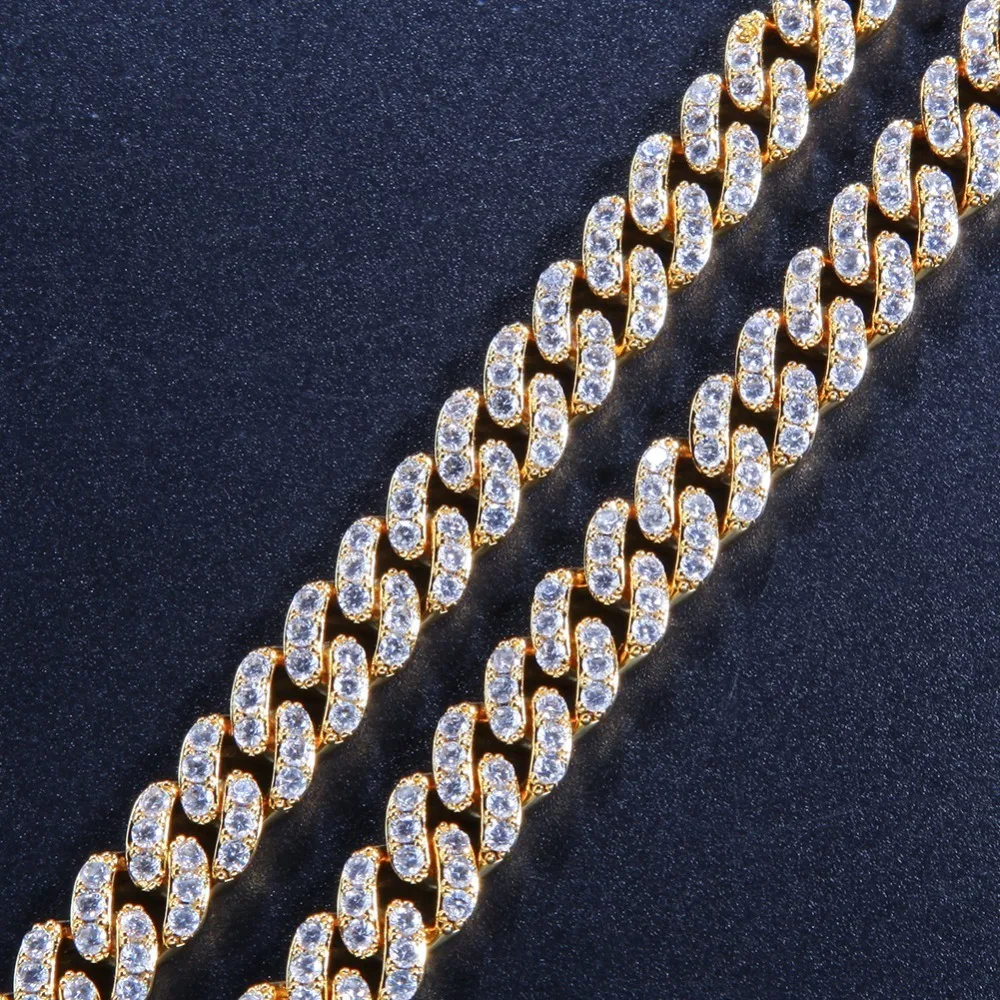 Шикарный король 9 мм Micro Pave Iced CZ кубинские Соединенные ожерелья цепи золотого цвета роскошные яркие украшения модные хип-хоп для мужчин