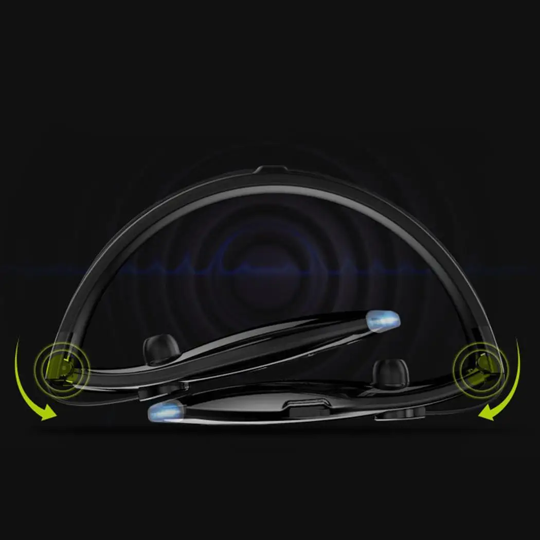 Беспроводные наушники с шейным ремешком Bluetooth 4,0 Беспроводные наушники спортивные стерео bluetooth-гарнитура для бега светящиеся в ухо черные