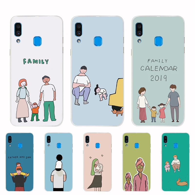 Phone Cover For Samsung Galaxy A20 Case Silicone TPU Family Father Mother Son Covers A205F A205 A 20 SM-A205F |