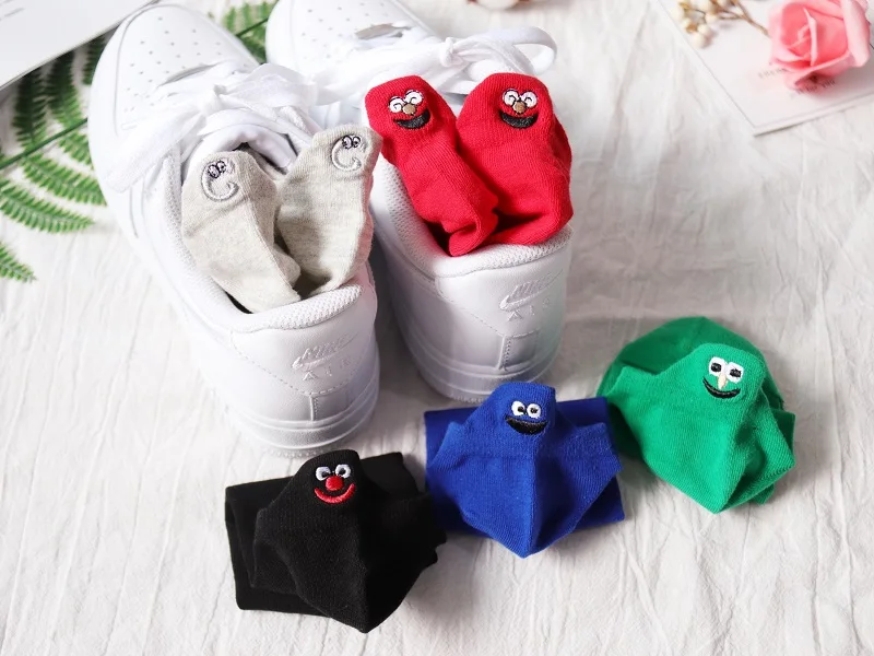 4 пары милые хлопковые носки со смайликом женские забавные цветные harajuku модные