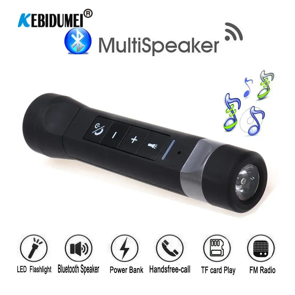 Мини Bluetooth FM радио MP3-плеер динамик TF карта громкой связи комплект внешний аккумулятор светодиодный фонарик для автомобиля езда на велосипеде лагерь на открытом воздухе - изображение
