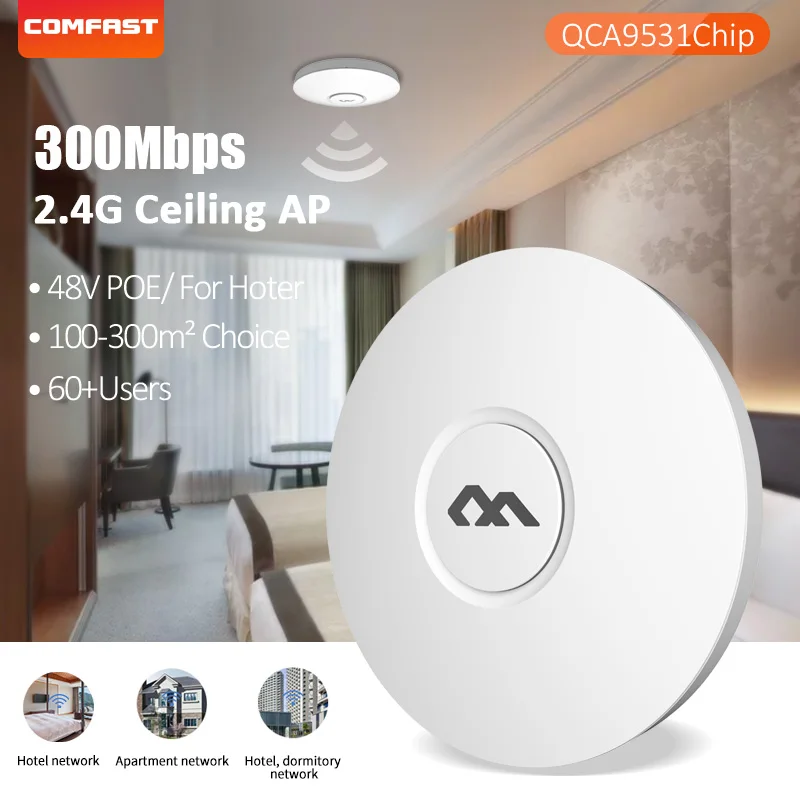 

Comfast 300Mbps Wifi Router Home Coverage Network 2.4G Indoor Ceiling Mount Access Point Wi fi Repeater AP Amplifier CF-E320N V2