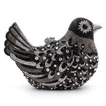 XIYUAN бренд выдалбливают черный кристалл вечерняя сумочка клатч роскошные белые стразы Форма Птицы Леди Сумка мессенджер кошельки и сумки