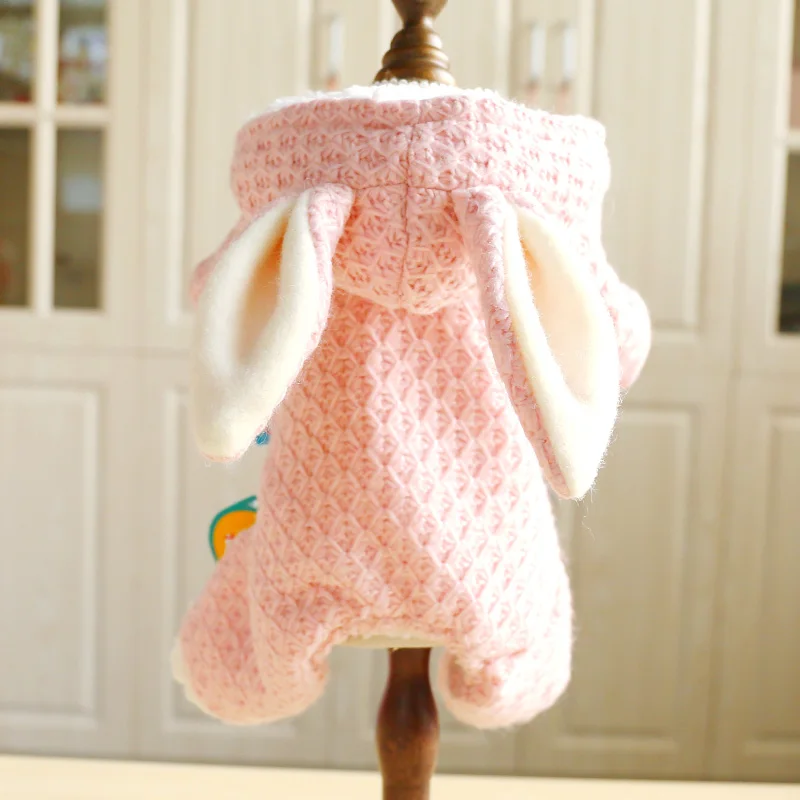 Pink PETCIRCLE Teddy Bichon померанские питомцы Осень/Зима Собаки маленькие собаки четыре фута зимняя одежда милая одежда с кроликами - Цвет: Pink