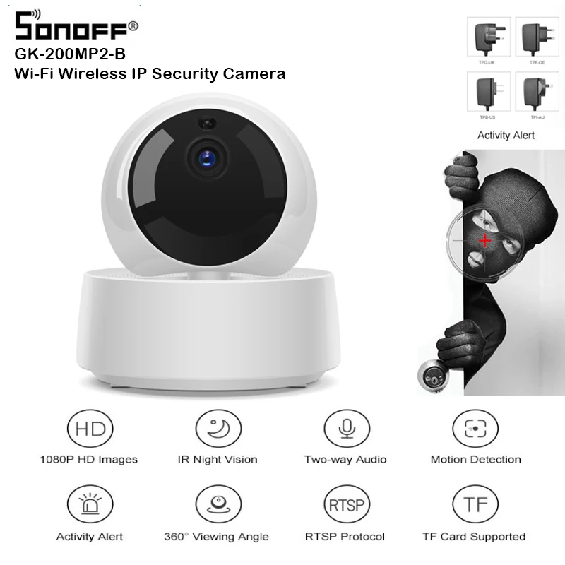SONOFF GK-200MP2-B 1080P HD мини Wifi камера Умный дом Беспроводная ip-камера 360 ИК Ночное Видение детский монитор камера наблюдения s