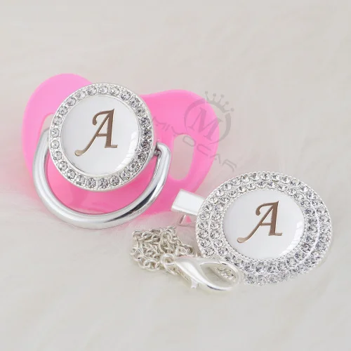 Шикарные Серебряные инициалы буквенные прекрасный BLING соска и соска клип BPA бесплатно пустышка bling уникальный дизайн LA-1 - Цвет: LA-3 -1 6-18M