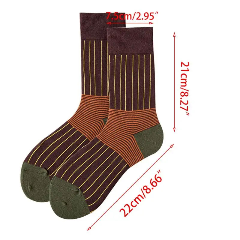 Женские носки из чесаного хлопка с контрастными вертикальными полосками, чулочно-носочные изделия в стиле Харадзюку 95AB