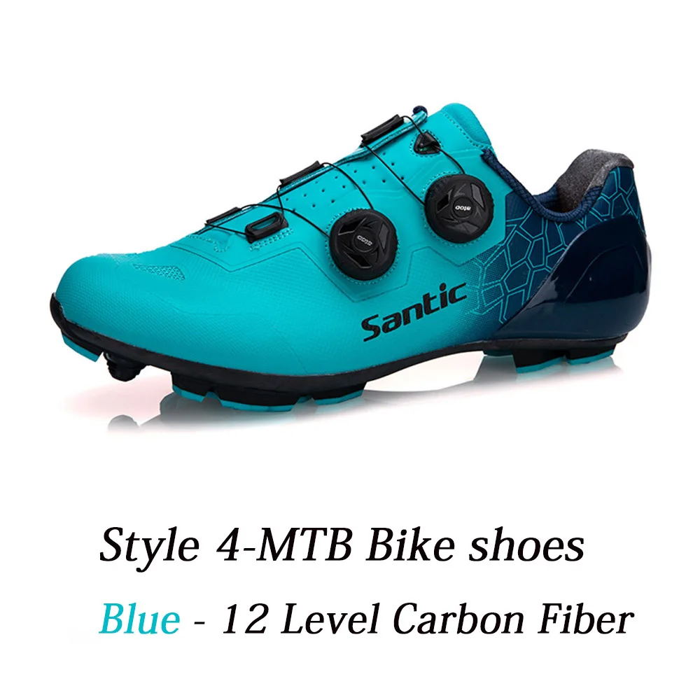 Style 5-Blue Новая обувь SANTIC, 5 стилей, Мужская велосипедная обувь, профессиональная, MTB, Шоссейная, велосипедная, самоблокирующаяся обувь, подошва из углеродного волокна, Ультралегкая, дышащая, Экипировка для мужчин - Цвет: Style 5-Blue