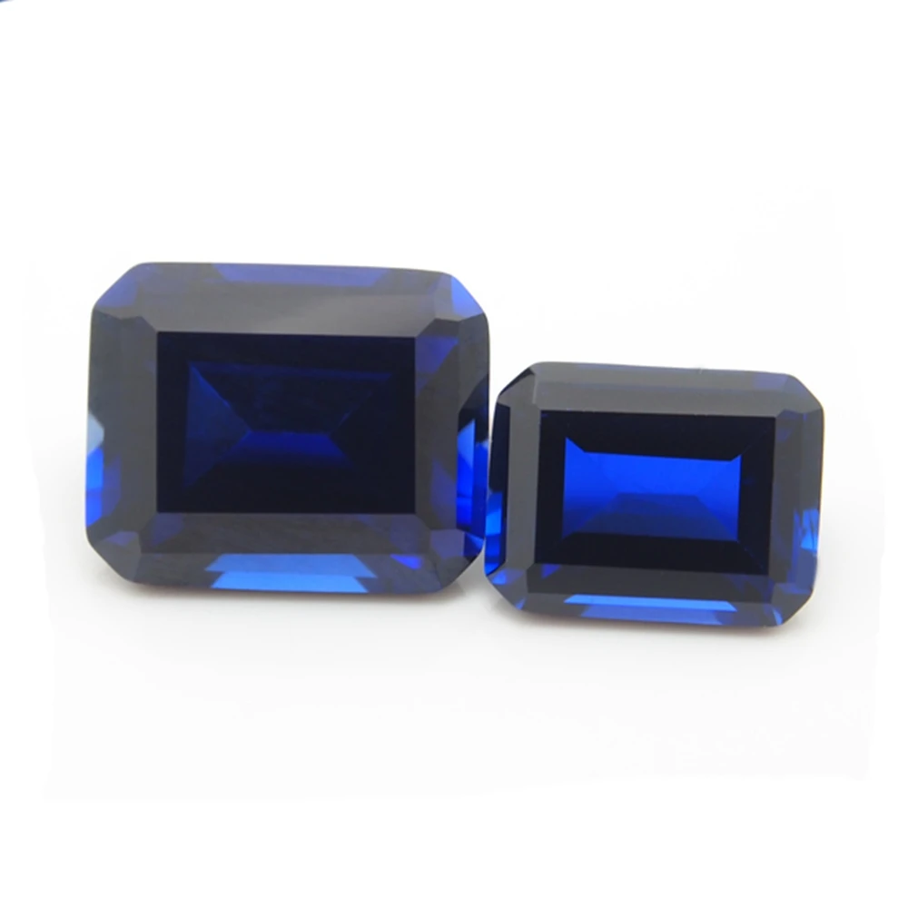 13*18mm 2 Piece /alot Top Quality Blue Sapphire emerald cut Loose Gemstone DIY Stones for ring making