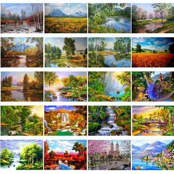 

5D DIY Diamond Painting Scenery Series Full Round Diamond Embroidery Scenery Cross Stitch Rhinestone Picture Mosaic Decoration