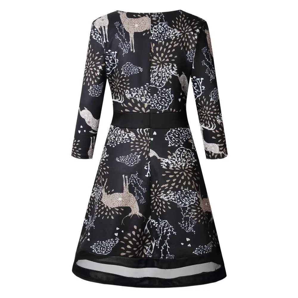 Санта Клаус Navidad ciervos mujeres vestido Otoo Invierno nueva moda Сексуальная элегантная уличная одежда vestido de fiesta