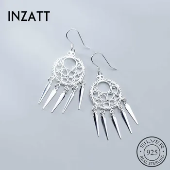 

INZATT Real 925 Sterling Silver Dreamcatcher Tassel Drop Earrings For Elegant Women Party Fine Jewelry Accessories Gift