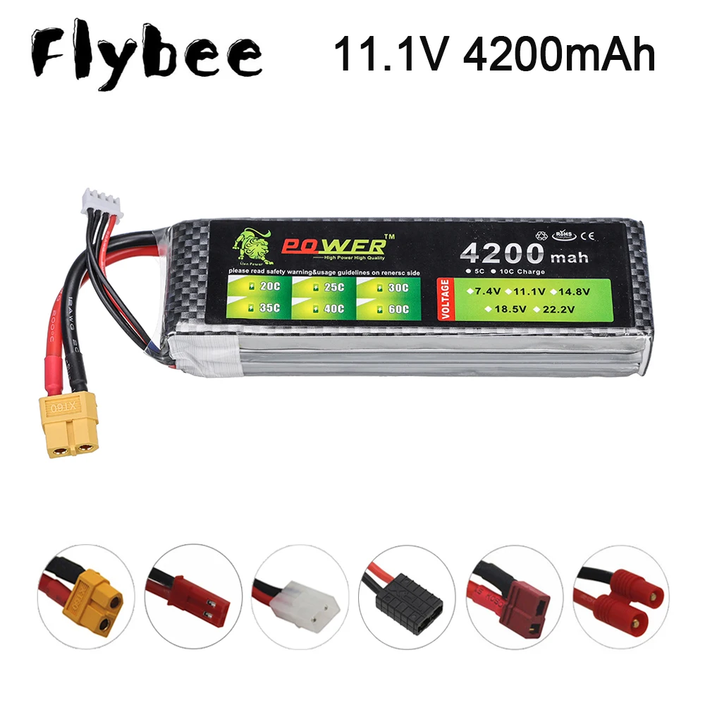 Высокое качество LiPo батарея 3s 11 1 v 4200mAh 35C Львиная для RC вертолета автомобиля лодки