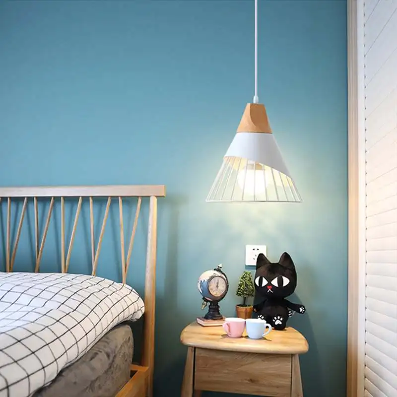 Nordic LED Pendant Lights Dining Room Pendant Lamp Modern Colorful Restaurant Kitchen Coffee Bedroom Loft Hanglamp Wood E27