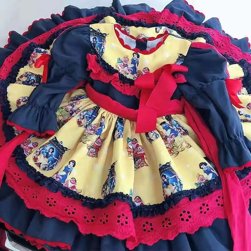 От 0 до 8 лет, осенне-зимнее платье с длинными рукавами и отложным воротником для девочек в английском консервативном стиле, детское платье принцессы Белоснежка