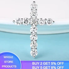 Hebben Certificaat Luxe Originele 925 Zilveren Zirconia Verklaring Ketting Vrouwelijke Cross Hanger Kettingen Vrouwen Fijne Sieraden(China)