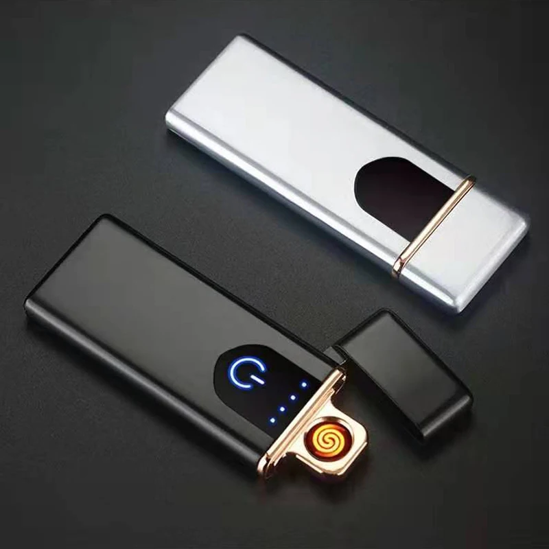 10 шт./лот, зажигалка для зарядки, Электронная, ультратонкая, USB, прикуриватель, сенсорный, индукционный, чувствительный переключатель, электрические зажигалки, без газа
