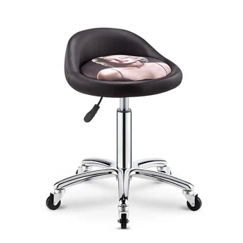 

Beauty Stool Barber Shop Chair Rotating Lift Round Stool Back Nail Salon Stool Hair Salon Hairdressing Work Bench